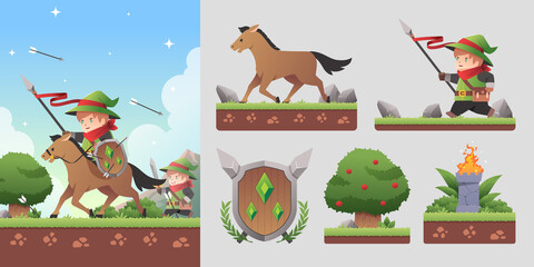 Videogame illustration and icons in flat design