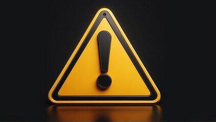 Isolate of realistic yellow triangle caution sign on black