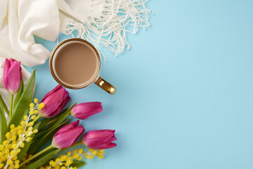 Empower her elegance: celebrating the strength and beauty of women. Top view photo of cup of...