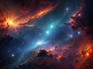 Fototapeta na wymiar Beautiful colorful nebula in cosmos