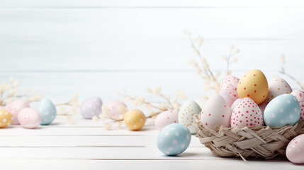 easter eggs in a basket