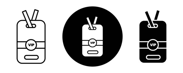 VIP neck tag outline icon collection or set. VIP neck tag Thin vector line art - obrazy, fototapety, plakaty