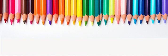 Colorful pencils on isolated white background - ai generative