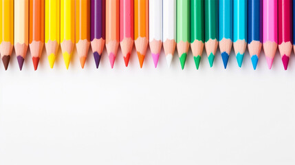 Colorful pencils on isolated white background - ai generative