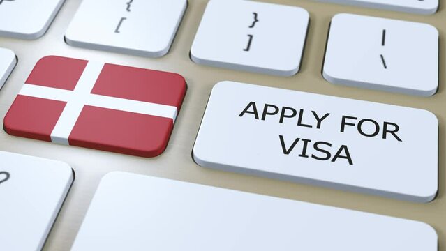 Denmark Apply for Visa Concept. Visa of Country or Government with National Flag