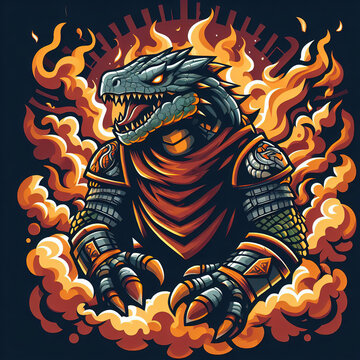  Character Lizardman ,animal,etc with flame for t-shirt prints,hoodies,sweater,etc. illustration