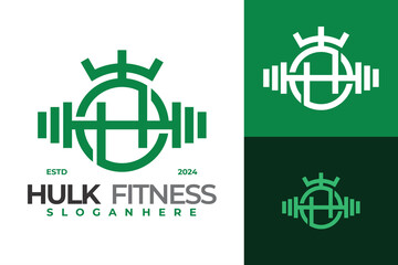 Letter H Gym Fitness Logo Design Vector Template