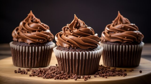 Delicious chocolate cupcakes. Neural network AI generated art