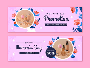Womens day banners in hand drawn style - obrazy, fototapety, plakaty