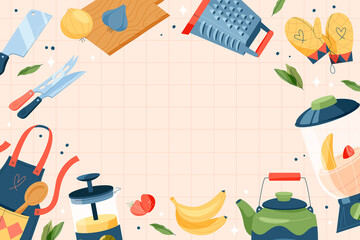Cooking elements hand drawn cartoon background