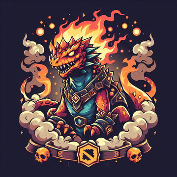  Character Dragonslayer ,animal,etc with flame for t-shirt prints,hoodies,sweater,etc. illustration