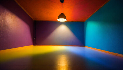 Discover an empty room bursting with colors, ready to bring your text mockups or product presentations to life!
