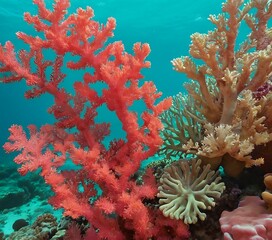 Fototapeta na wymiar Coral reef gradient from light turquoise to coral pink