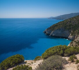 Fototapeta na wymiar Mediterranean sea gradient from azure to cerulean blue
