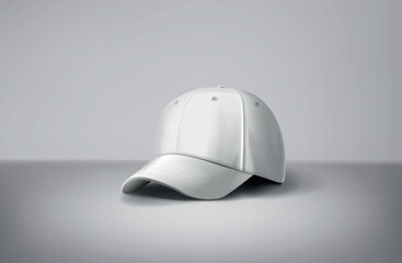 White baseball caps mock up a gray background. For branding and advertising.