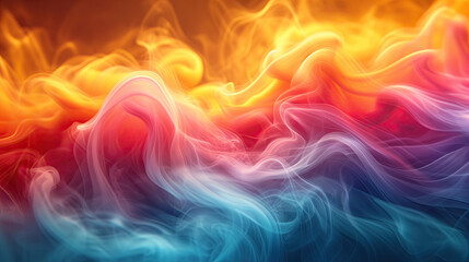 Obraz premium Vivid abstract smoke waves in orange and blue.