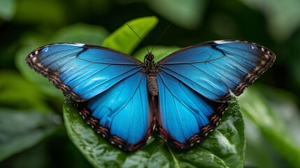 Fototapeta premium Blue Morpho Butterfly Resting