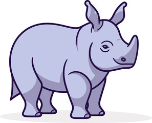 Rhino Vector Illustration for Environmental ReportsRhino Vector Art for Wildlife Research