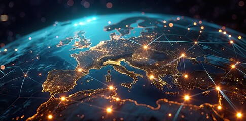 5G mobile telecommunication network in Europe for high speed wireless data connection to internet from smartphones, fifth generation radio wave communication technology. AI generated illustration