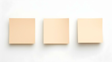 Set of beige square Paper Notes on a white Background. Brainstorming Template with Copy Space