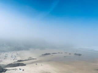 Fog at the ocean coast, ocean bay