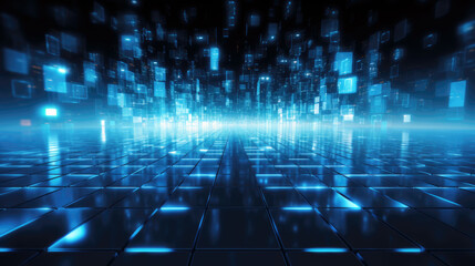 vibrant background created by the luminous blue hues of digital light. Generative ai
