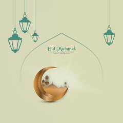 Traditional Religious muslim festival Eid mubarak greeting card