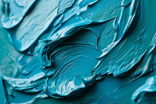 cyan color, heavy brush stroke acrylic paint texture. abstract   background