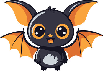 cute cartoon character Bat for kids. Funny funny animal print