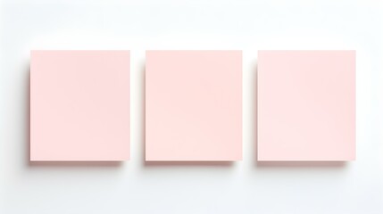 Set of blush square Paper Notes on a white Background. Brainstorming Template with Copy Space