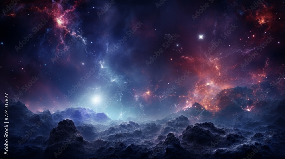 Sticker space background with realistic nebula and shining stars. neural network ai generated art