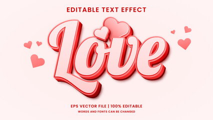 Naklejka premium Love heart 3d editable text effect