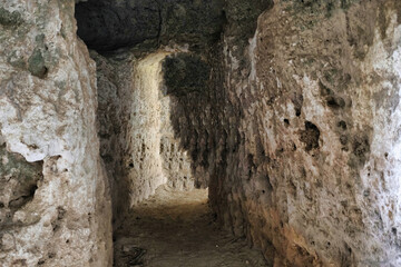 Prehistoric caves in the Murgia Materana reserve (Matera Italy) dating back to the Paleolithic and Neolithic periods