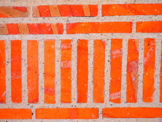 Reddish brick wall, brick texture.