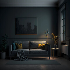 Empty wall in modern minimalistic living room