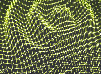 Rippled background template. Abstract science or technology illustration with particle. 3D grid surface. Can be used for wallpaper, presentation, banner and cover. 