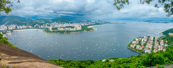 Gorgeous sight of the  Botafogo and Flamengo beaches, Downtonw Rio, Niteroi and Morro de Cão from...