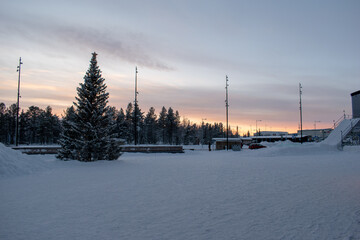 DECEMBER 14, 2023. Skyline of New Kiruna in Sweden, Lapland.