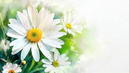 Tender white daisy close up, spring flowers background, empty space for text