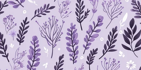 Zelfklevend Fotobehang Aquarel natuur set lavender random hand drawn patterns, tileable, calming colors vector illustration pattern