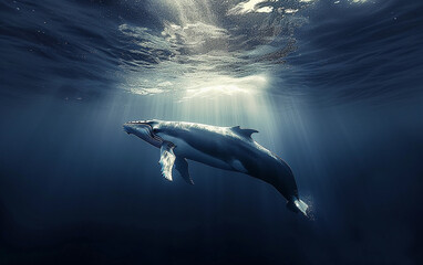 baleia vida marinha linda - obrazy, fototapety, plakaty