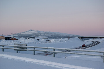 DECEMBER 14, 2023. Skyline of New Kiruna in Sweden, Lapland.
