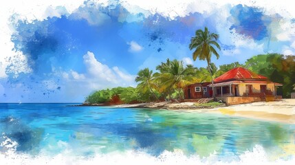 Beach house in the Caribbean
