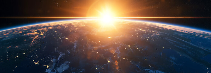 the sun rising over earth in