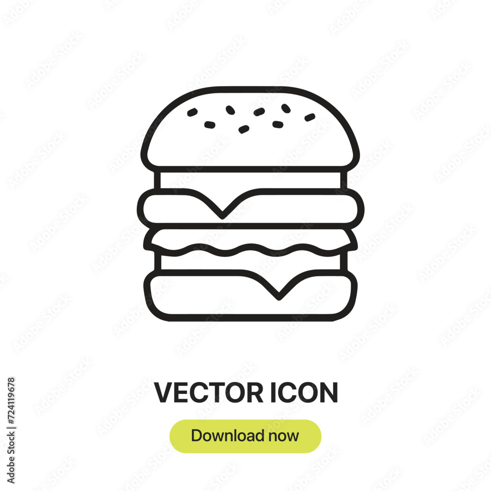 Poster burger icon vector. linear-style sign for mobile concept and web design. burger symbol illustration.