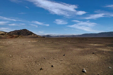 Desert around Ancient preinca nazca civilisation cemetery of Chauchilla at Nazca, Peru