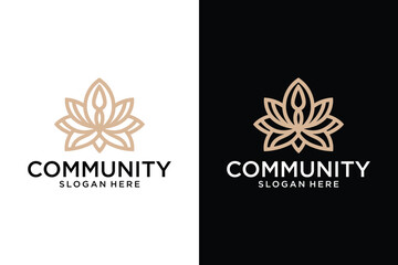 Abstract Lotus Flower Logo Beauty Spa Salon Cosmetics Elegant gem boutique vector sign.
