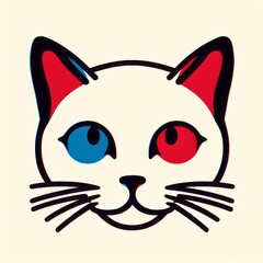 Stereoscopic Red-Blue Effect Cat Face