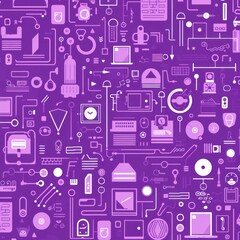 Fototapeta na wymiar mauve abstract technology background using tech devices and icons