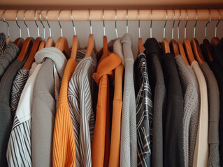 Cozy autumn wardrobe selection. Minimalist wardrobe, capsule wardrobe